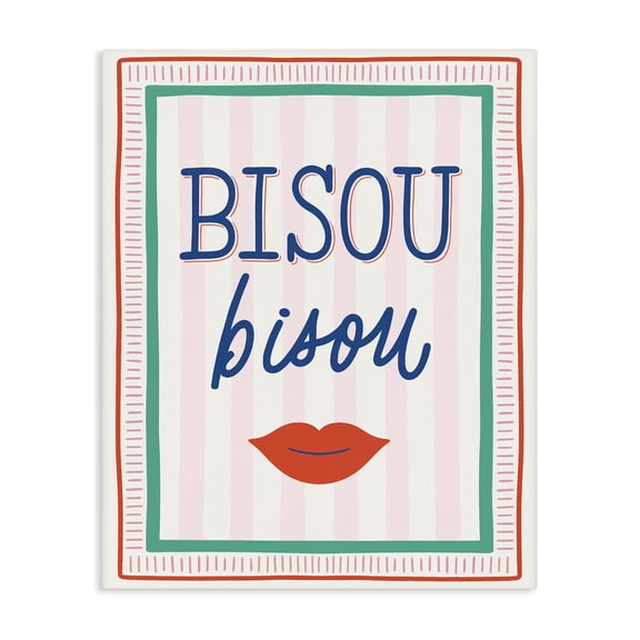 Stupell Industries Eclectic Bisou Kiss over Stripes Canvas Art, 16 x 20, by Jalynn Heerdt