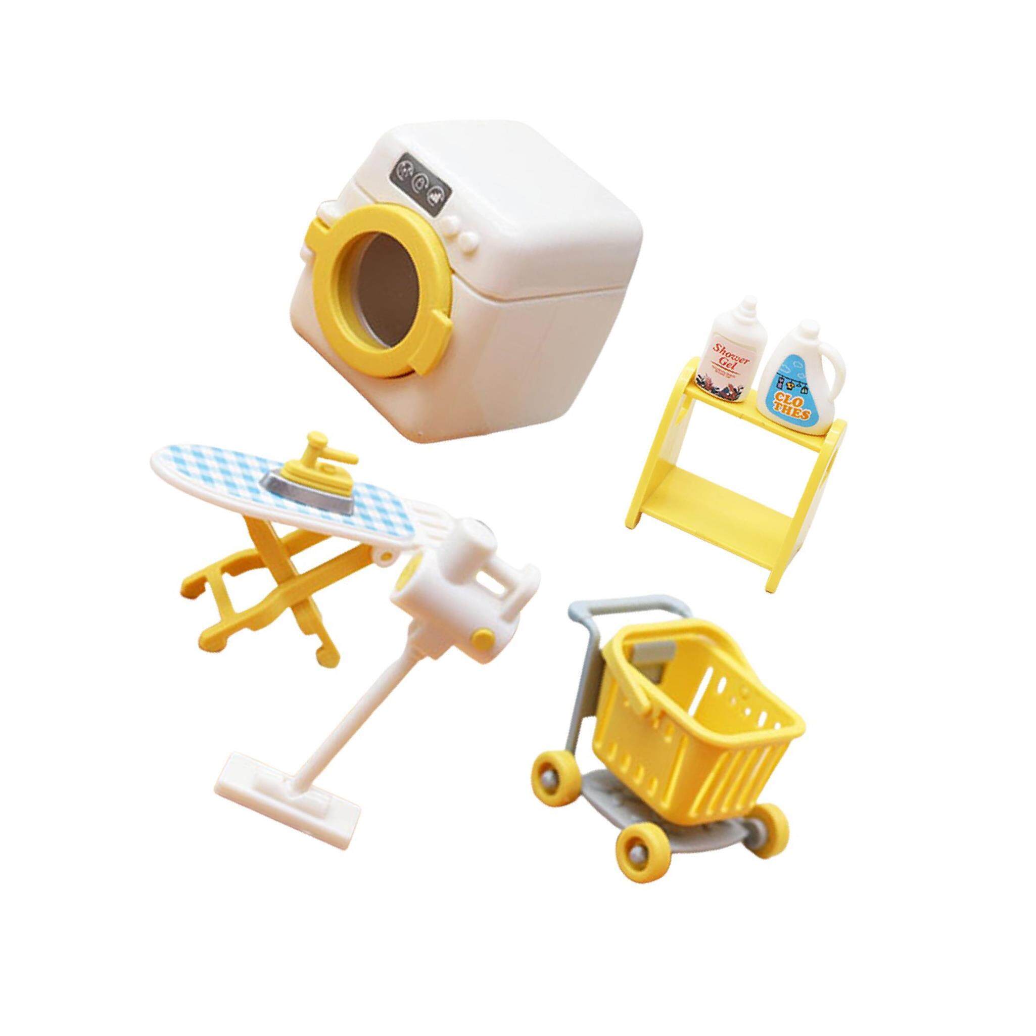 Set Miniature Meubles De Buanderie 1/18 - Machine à Laver, étagère, Aspirateur, Fer à Repasser Pour Maison De Poupée - 2
