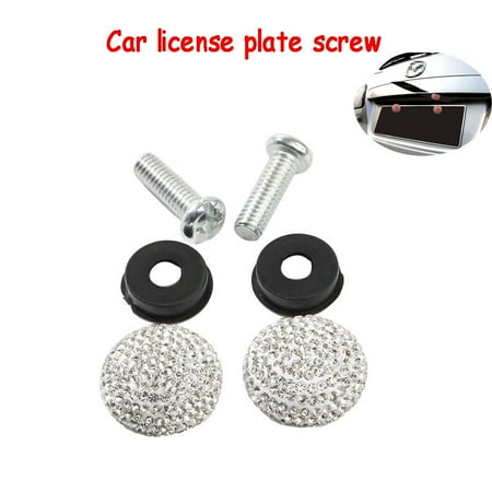 

Ounabing Rhinestone Number Plate Covers Car Screw Bolt Caps License Plate Accessories