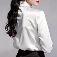 thumbnail image 5 of Stichou Women's 2026 Long Sleeve Satin Blouse,Mock Neck Work Silk Shirts,Dressy Tops for Business Casual Office White M, 5 of 6