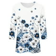 thumbnail image 4 of Floral 3/4 Sleeve Tops for Women Summer Cute T Shirts Casual Crew Neck Tunic Tee Loose Comfy Blouse, 4 of 5