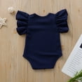 thumbnail image 2 of Gyratedream Baby Girls Puff Sleeve Rib Knit Romper Bodysuit Tops for Kids 0-18 Months, 2 of 4
