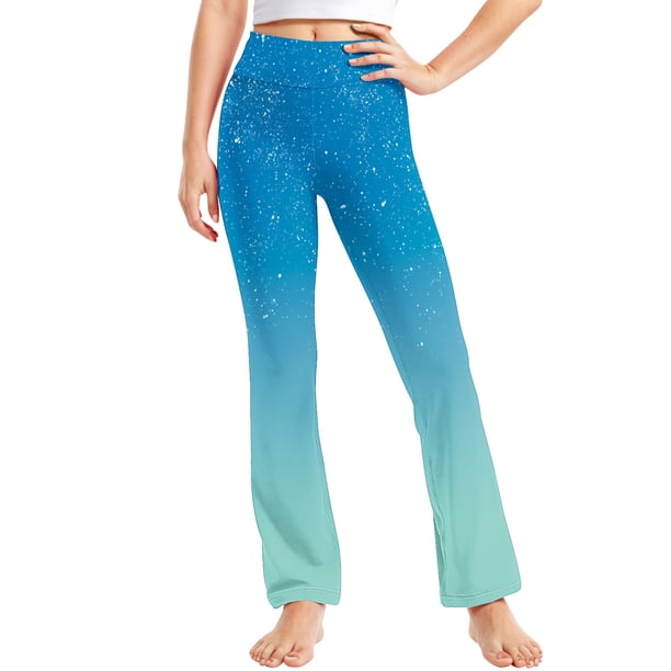 Odeerbi 2-13 Años Niñas Pierna Ancha Pantalones Yoga Gradiente Workout Danza Deportes Atlético Pantalones Elasticidad Lindo Alta Cintura Pantalones Pierna Recta
