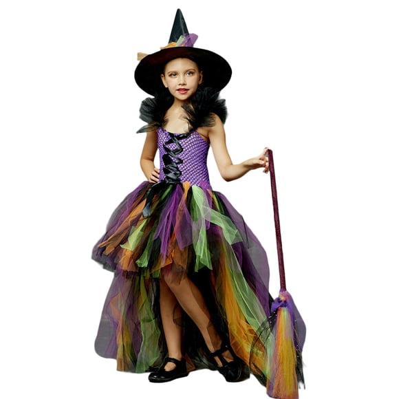 Txlixc, conjunto de disfraz de Cosplay para niñas, vestido de bruja de Halloween con sombrero, atuendo para accesorios de juego de rol Txlixc Moda