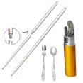 thumbnail image 5 of VALINK Portable Travel Tableware Set Stainless Steel Fork Spoons Folding Chopsticks With Container Case, 5 of 5
