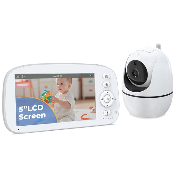 Baby Monitor, HDJ 5" Video Baby Monitor with Camera, No WiFi, 1000 ft Long Range, Night Vision, Two-Way Audio, VOX Mode, Temperature Monitoring