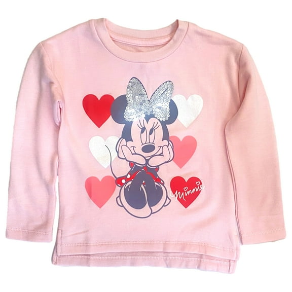 Disney Toddler Girls Pink Minnie Mouse Valentines Sweatshirt Top 4T