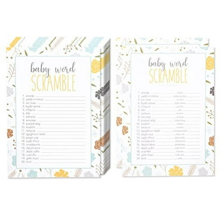 50 Baby Shower Game Sheets 2 Answer Key Word Scramble Party Games Boy Girl Unisex Gender Neutral 50 Guest Activities Supplies