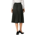 thumbnail image 3 of Women's Pleated Midi Skirt Elastic High Waist A-Line Swing Casual Flowy Long Skirts S Dark Grey, 3 of 6