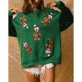 thumbnail image 2 of Suéter vintage para mujer, sudaderas con capucha de retazos con purpurina, estilo Harajuku, ropa de calle de manga larga ajustada, camiseta navideña, jersey holgado de otoño, 2 of 5