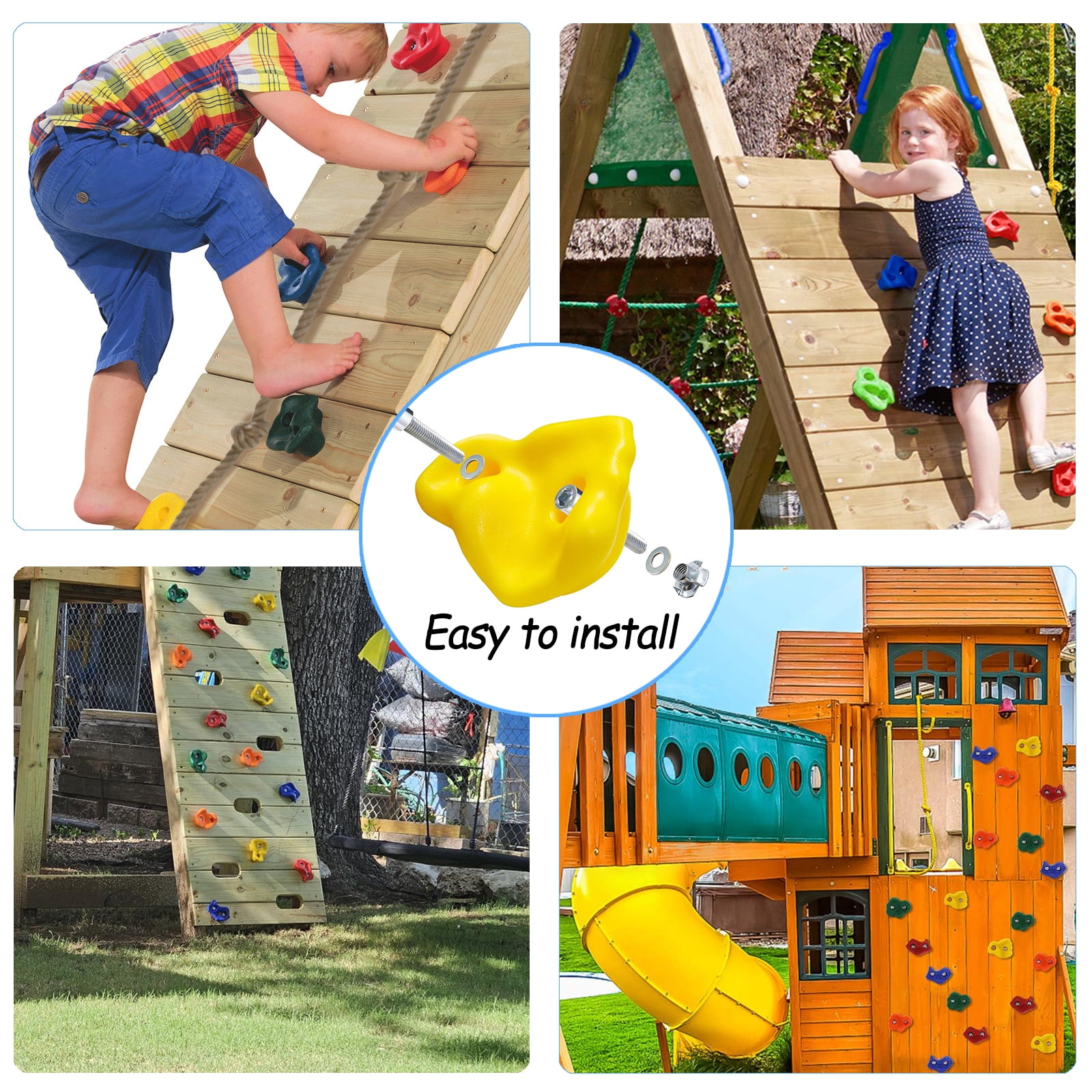 Celawork 25 Pcs Tree Climbing Rocks with rope, Climbing Hold for Kids Outdoor, Playground Swing Set for Indoor Play Set and Outdoor Tree House
