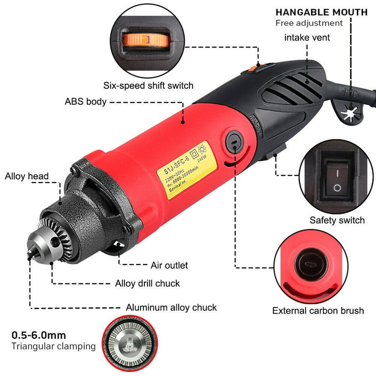 110V Grinder Rotary Tools Mini Electric Drill Set 5 Variable Speed Power  Tool