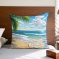 thumbnail image 4 of Summer Beach Pillow Covers 18x18 Inch, Coastal Ocean Tropical Palm Trees Linen Pillowcase with Invisible Zipper, Decorative Throw Pillow Covers Cushion Case for Couch Sofa Bed Living Room, 4 of 9