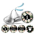 thumbnail image 1 of Darling Souvenir Party Favor Floral Border 1st Birthday Theme Stickers Labels 190 Pcs-Black, 1 of 2