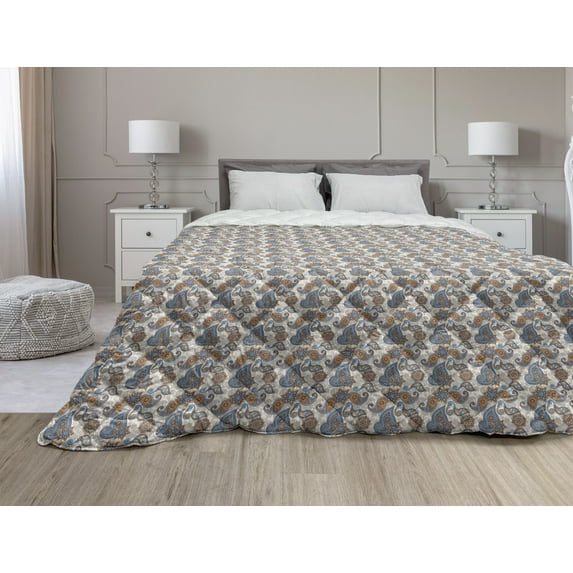 Tribal Down Alternative Comforter, Chevron Rustic Pattern Arrows Sketchy Art Print, Microfiber Quilt for All Season, 5 Sizes, Black and White, by Ambesonne