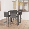 thumbnail image 1 of vidaXL 5 Piece Outdoor Bar Set with Cushions Poly Rattan Grey, 1 of 5
