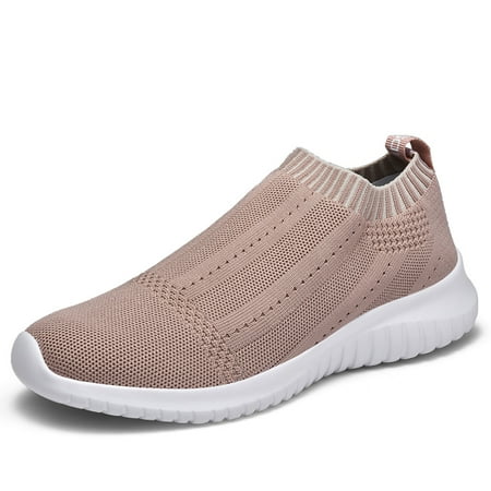 

TIOSEBON Women s Walking Shoe Mesh Breathable Slip On Golf Comfortable Causal Sock Sneakers Apricot US7.5