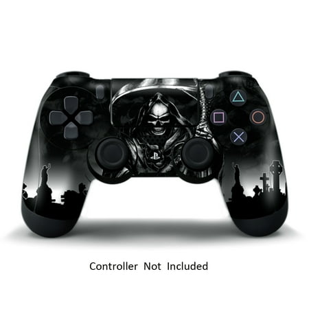 Skin Stickers for Playstation 4 Controller - Vinyl Leather Texture Sticker for DualShock 4 Wireless Game Sixaxis Controllers - Protectors Controller Decal - Reaper Black