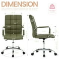 thumbnail image 2 of PU Leather Office Chair with Arms, Adjustable Height, Swivel Rolling Desk Chair, Mid-Back Upholstered Modern Chair for Home, Study, or Vanity, Olive Green, 2 of 8