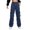 Dark Blue, variant on Bibifish Womens Jeans Dark Blue Elastic Waist Cargo Tapered Denim Pants Multi-Pocket Detail Relaxed Fit Casual Daily Wear Trendy Jeans
