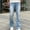 Light Blue, variant on Men's Casual Denims Pants Wash Elastic Waist Jeans Relaxed Zipper Button Slim Fit Lounge Trousers