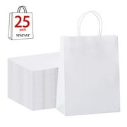 GSSUSA Halulu 25 Pcs 10"x5"x13" Kraft White Paper Handle Shopping Gift Merchandise Carry Retail Bags