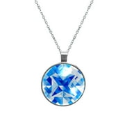 Flag of Israel Glass Design Circular Pendant Women's Necklace - Elegant Jewelry Piece