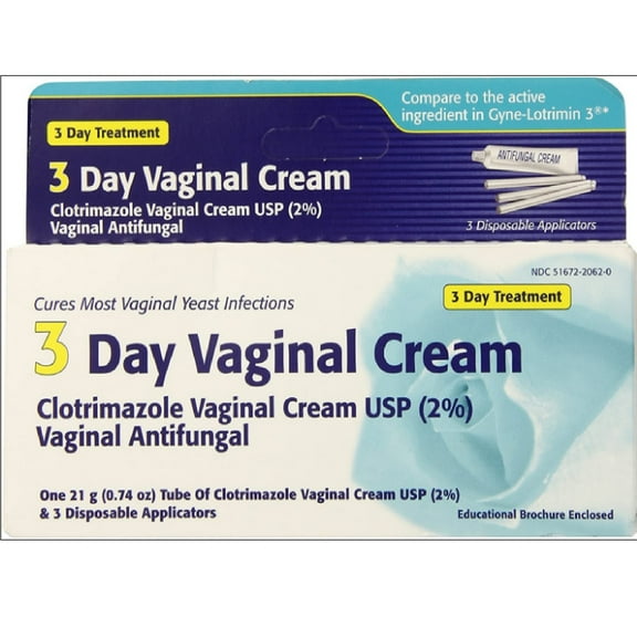 Clotrimazole 3 Day Treatment Vaginal Antifungal Cream, 0.74 oz, 2 Pack