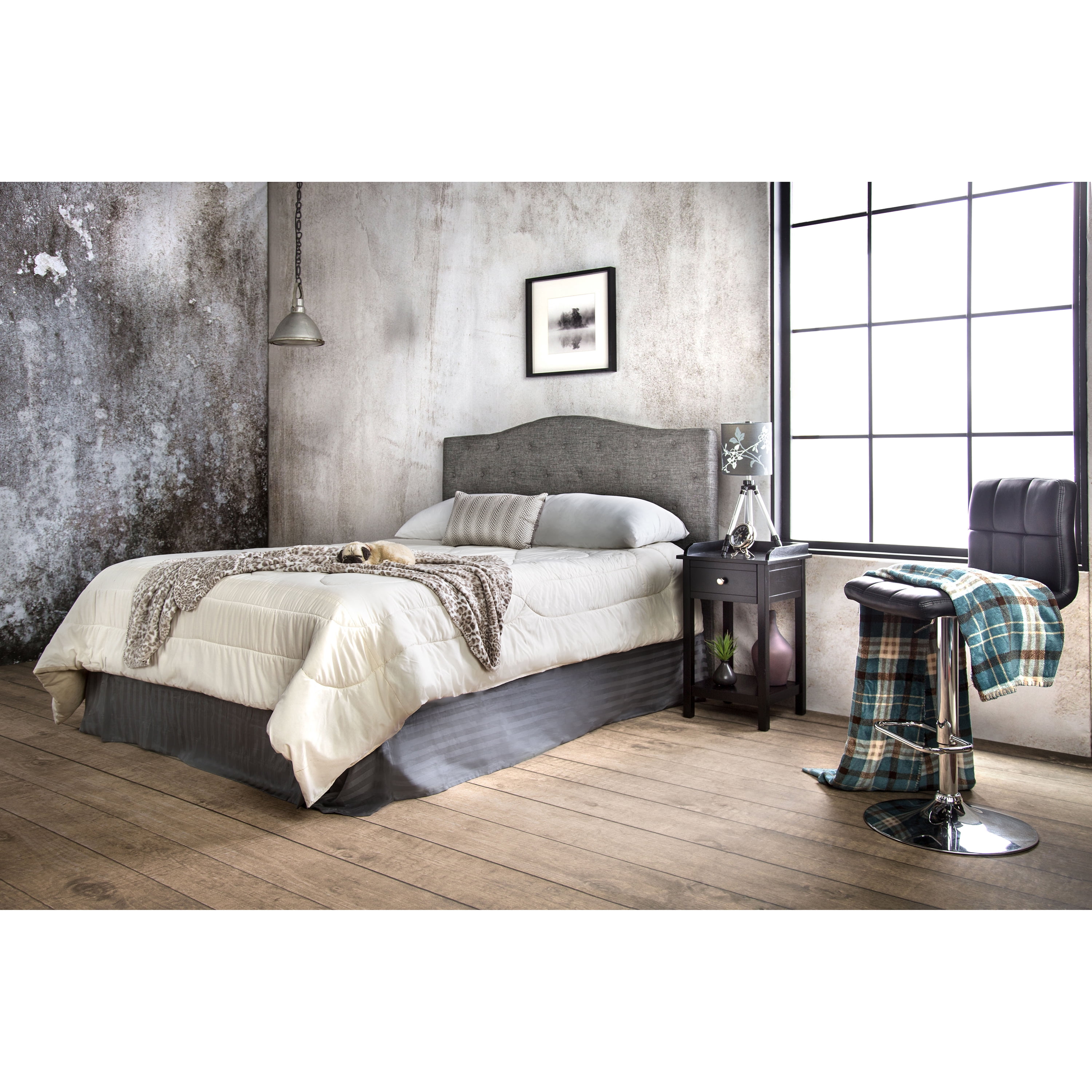 Furniture of America Bancroft Tufted Fabric Headboard, Full/Queen, Gray