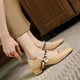 thumbnail image 3 of Square Heels Beautiful Concise Pumps Pearl Buckle Strap Women's Shoes Med Heels Top Quality Casual Shoes Luxury Brands Sandals, 3 of 5