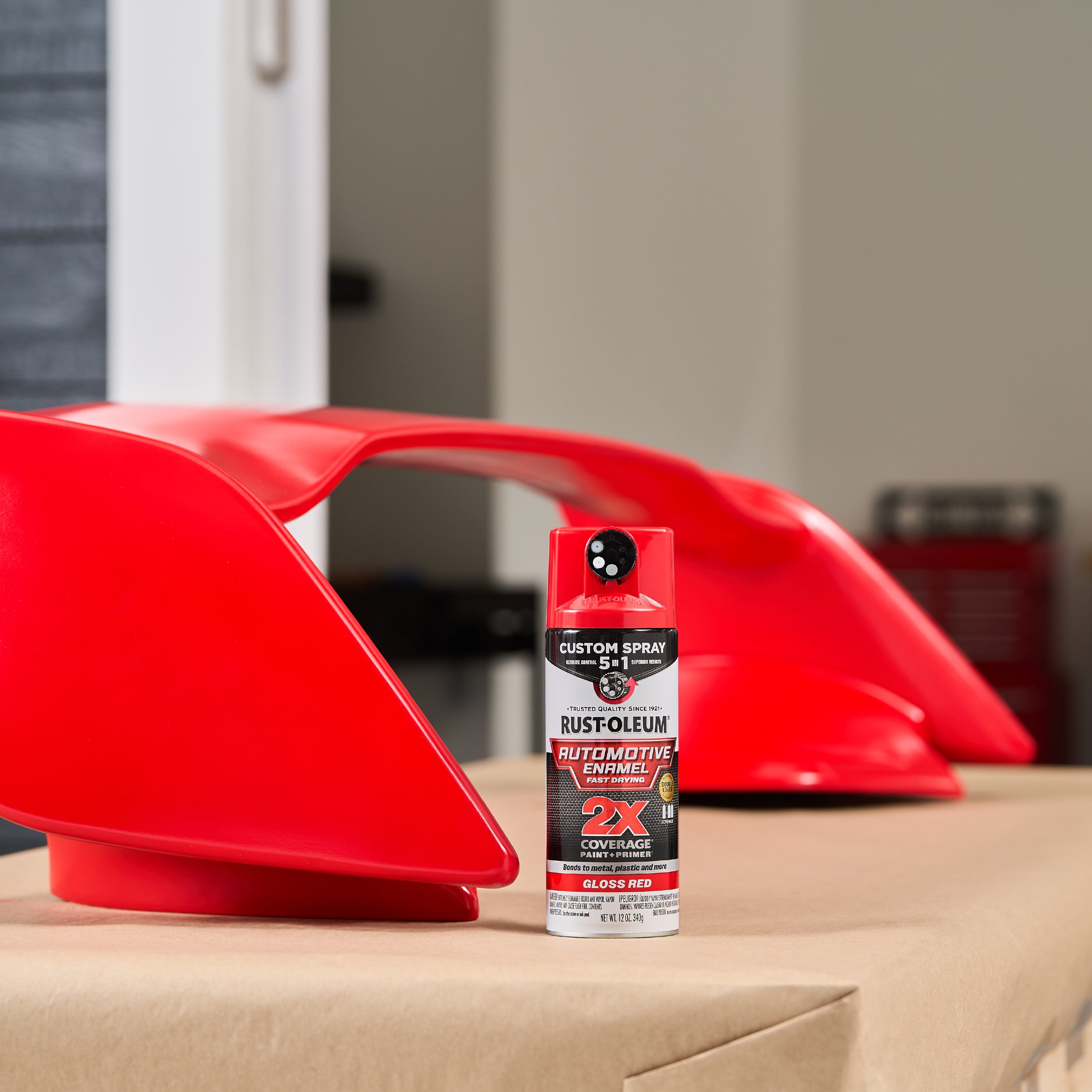 (3 pack) Gloss Red, Rust-Oleum 2X Automotive Enamel 5 in 1 Spray Paint, 12 oz, 394898