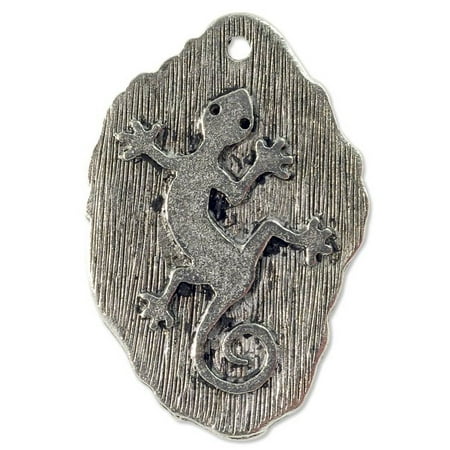 Plated Gecko - Gecko Pendant 31x20mm Pewter Antique Silver Plated