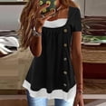 thumbnail image 2 of B91xZ Hauts à Manches Courtes pour Femmes Grande Taille Tunique Décontractée Henley, Noir TG, 2 of 5