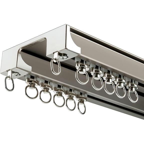 GXCZ Curtain Rods For Windows Curtain Track Ceiling Mount, 2mm Curtain Double Tracks, Heavy-Duty Aluminium Room Divider Curtain Rail For Office Home Bathroom Hospital Curtain Track System(Champagne,115cm)
