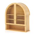 thumbnail image 4 of Joyyskill Large Arched Wall Cabinet with Acrylic Door, Large Wooden Wall Mounted Bathroom Cabinet, Modern Hanging Medicine Cabinet with Adjustable Shelves and Open Shelf, Natural Oak, 4 of 5