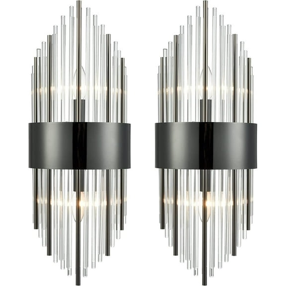 Claxy 2-Light Black Crystal Wall Sconces Set of 2