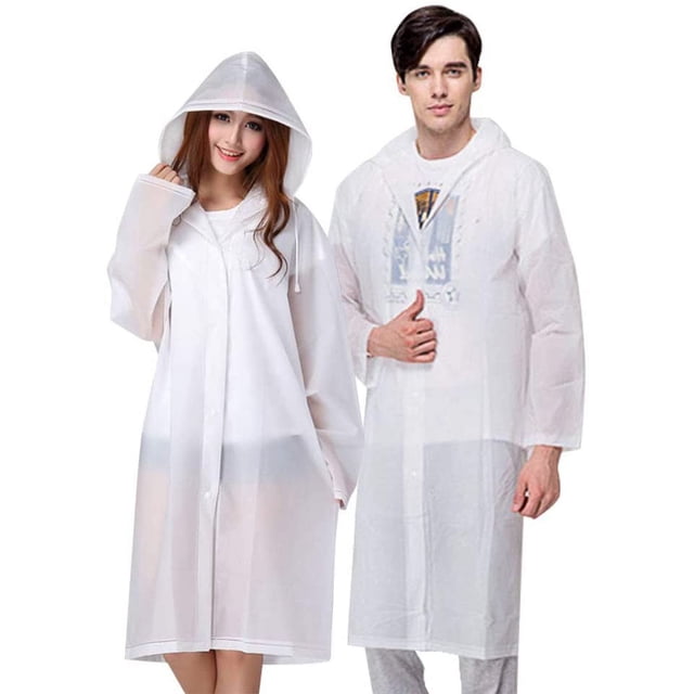 Poncho de Lluvia, Poncho Impermeable de 2 Piezas, Poncho Reutilizable de Material EVA, Poncho de Lluvia para Mujeres y Hombres, Perfecto para Acampar, Festivales y Senderismo, Blanco, Talla única Sincero Electrónica