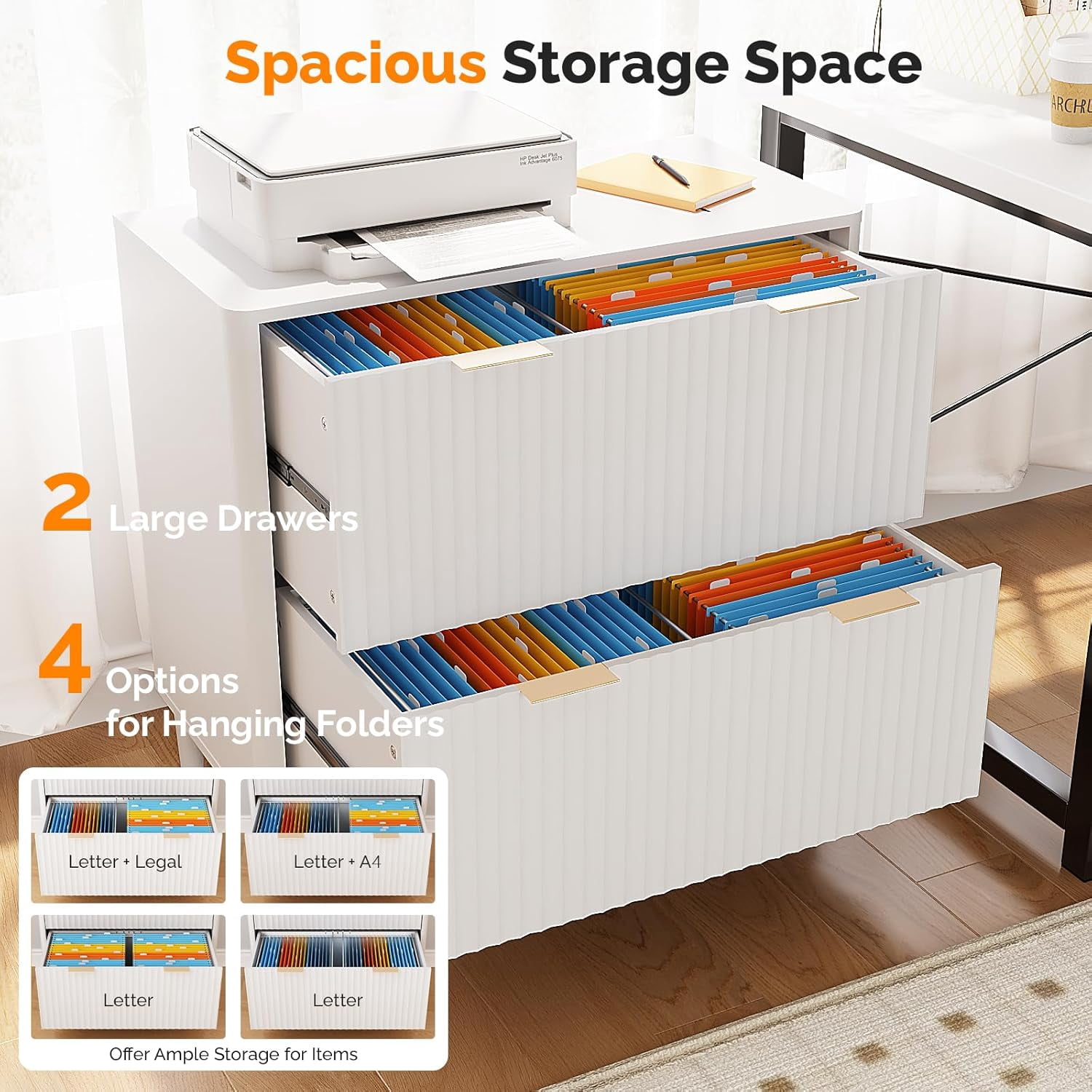 Ktaxon Wood 2-Drawer File Cabinet Office Filing Organizer for Home Office, Filing Cabinet Nightstand for Letter Legal A4 Size File Folder Storage, White