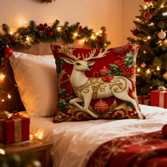 Christmas Throw Pillow Covers for Winter Decor 18x18" 3 Dimensional Gold Christmas Tree Pillowcase Home Sofa Bedroom Cushion Cover Decoration Cushion Covers