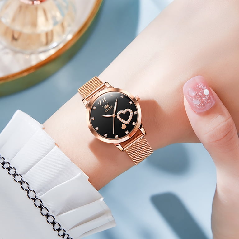 Rose Gold Mesh Strap Watch - Japanese Quartz Luminous Waterproof Dress Watch Rose Gold Simple Watch POEDAGAR Women Watch Rose Gold  main image 3
