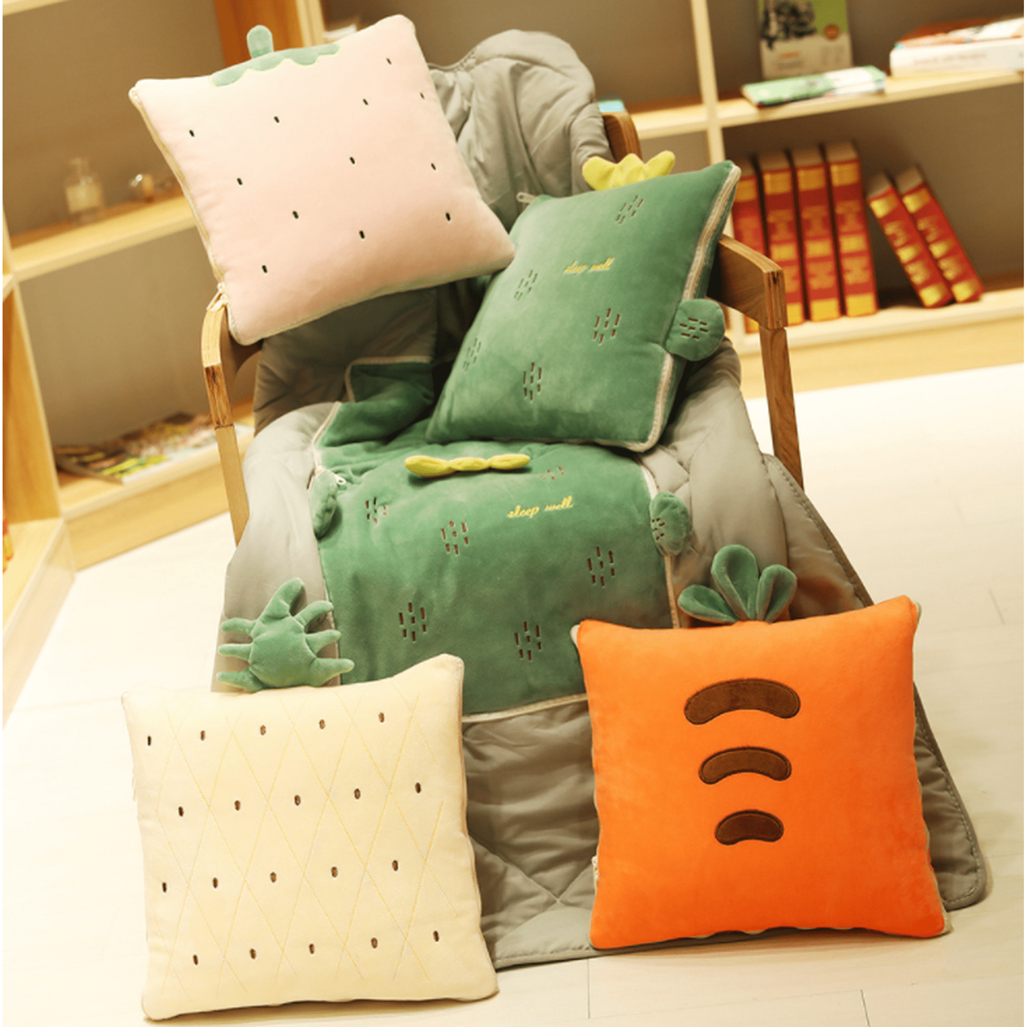 Foldable Pillow Blanket Nap Sleeping 2 In 1 Stuffed Air Conditioning Quilt Plush Car Office Pillow Travel Blanket