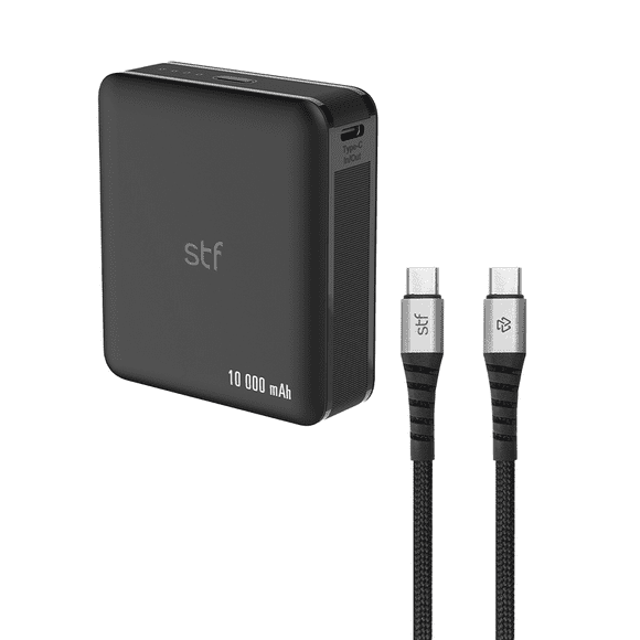 Combo Cargador Portátil Con Batería Recargable 10 000 Mah + Cable 65W De 1.8M marca STF