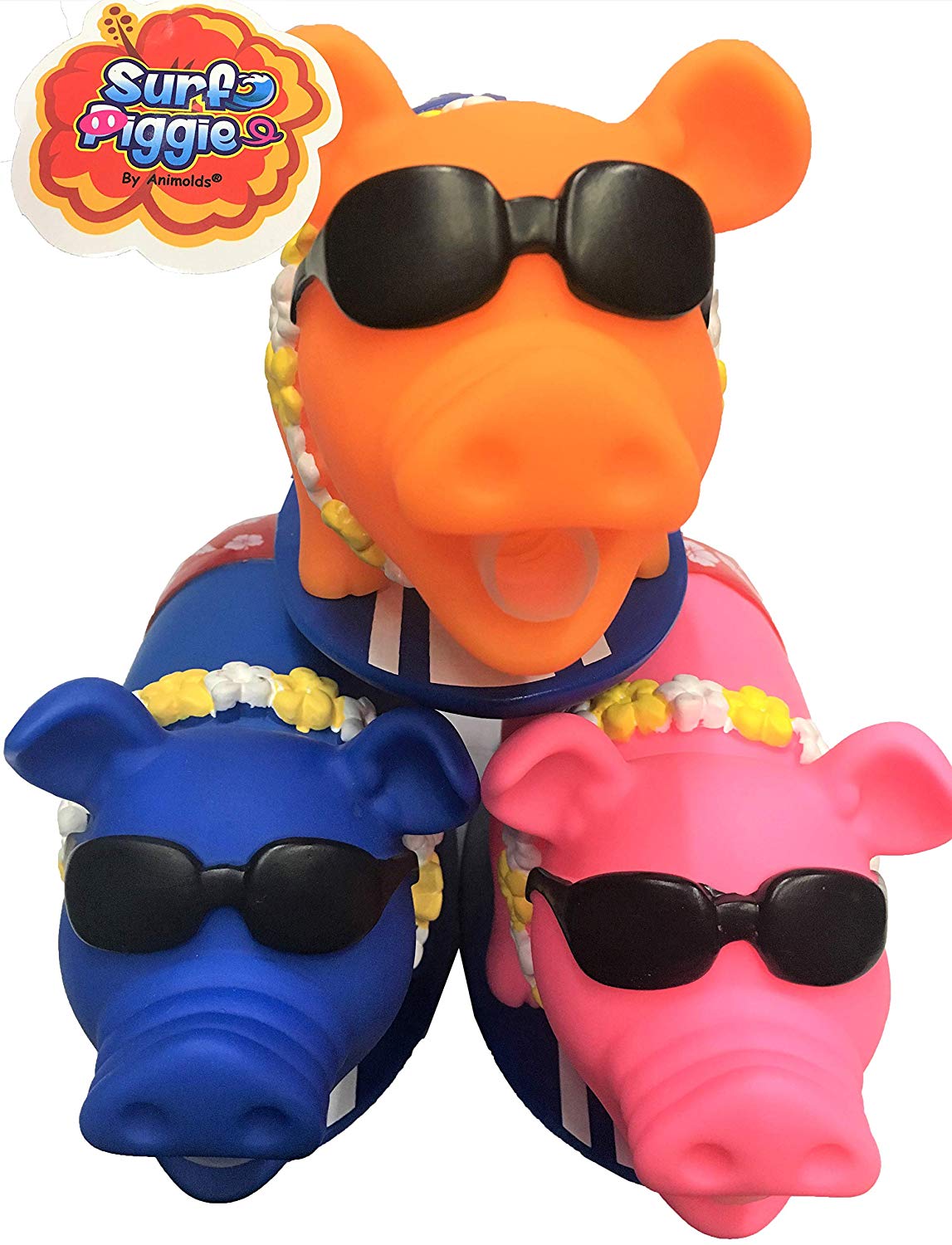 Surf Piggie The Surfing & Snorting Pig Stress Relief Squeeze Toy, Ideal Funny Novelty & Gag Gifts - The Perfect Sensory Toys for Kids or Prank Toy for The Office - By Animolds (12 Pack) - image 1 of 5