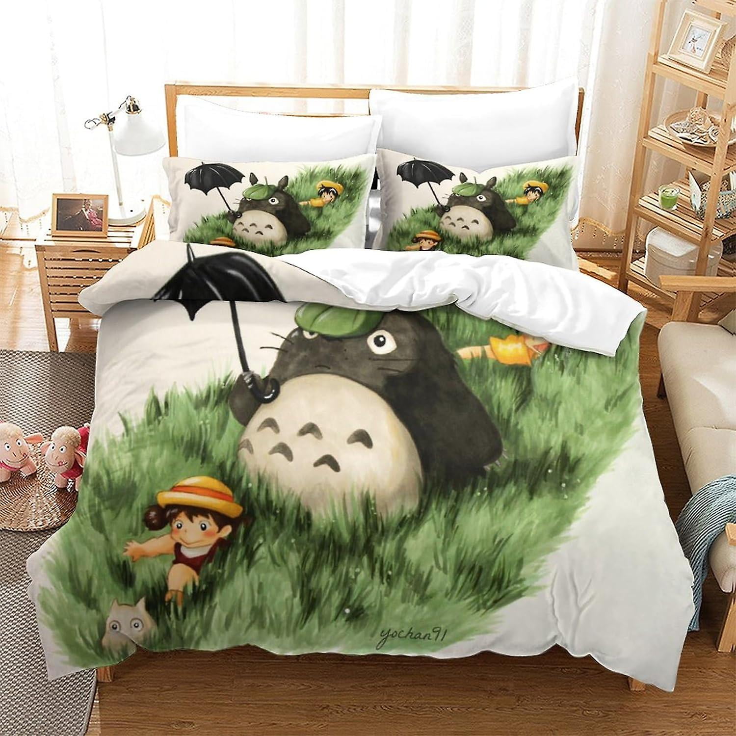 My Neighbor Totoro 3d Printed Bedding Set Cartoon Totoro Duvet Cover Soft Microfiber Kids Boys Teen Gift Quilt Covers Bed Linen For Bedroom Twin Size Walmart