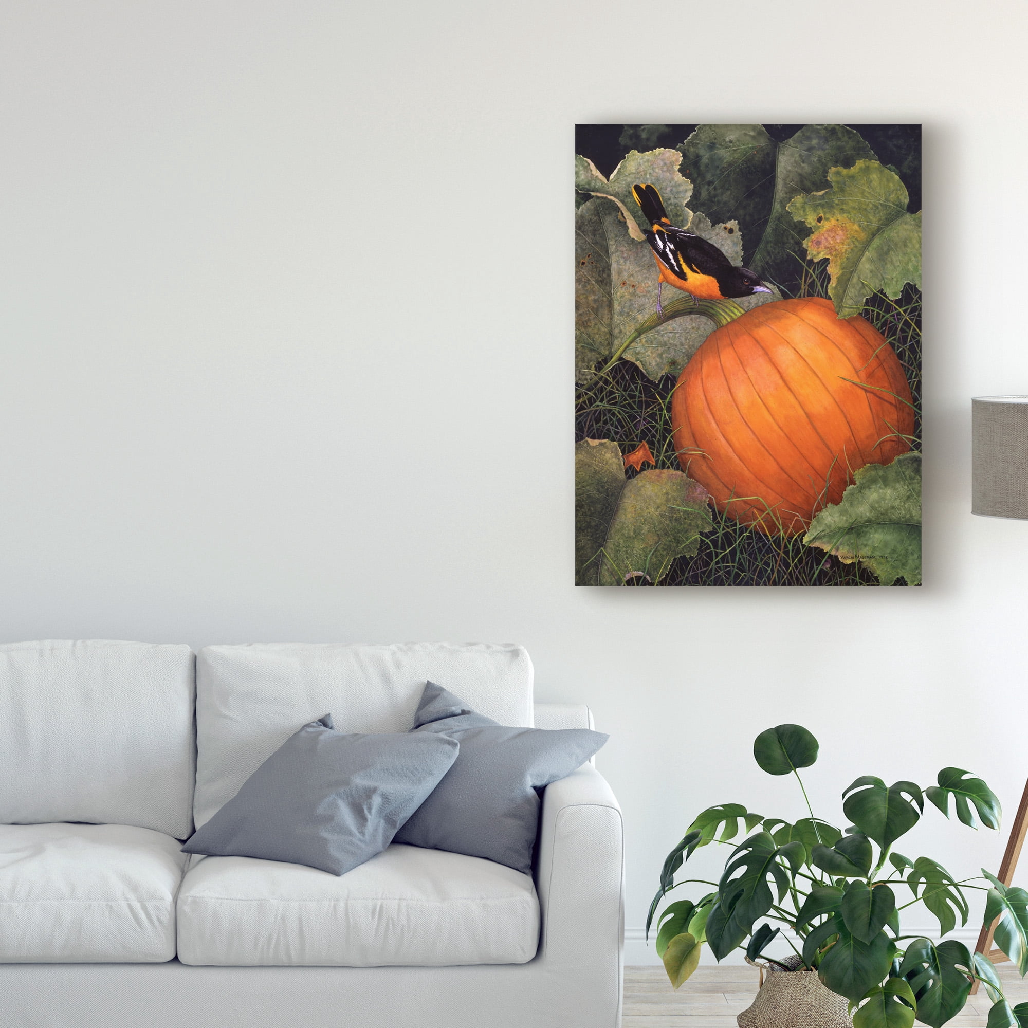 Oriole And Pumpkin' Canvas Art by Marcia Matcham