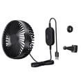 thumbnail image 1 of Tnarru USB Car Cooling Fan Adjustable Backseat Compact, Portable, Rotatable Air Circulation Fan for RV, Home, Vehicle, Sedan Black, 1 of 8