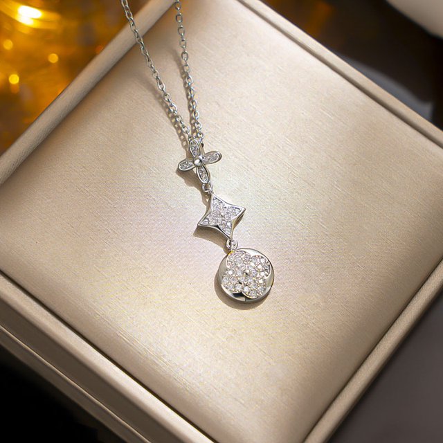 Versión coreana de moda de acero de titanio rosa que no se decolora, oro rosa, plata, collar casual versátil