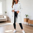 thumbnail image 4 of KICILVS Long Sherpa Jacket Women Fuzzy Button-Down Coat with Pockets Notched Collar Warm Winter Outerwear for Casual, 4 of 7