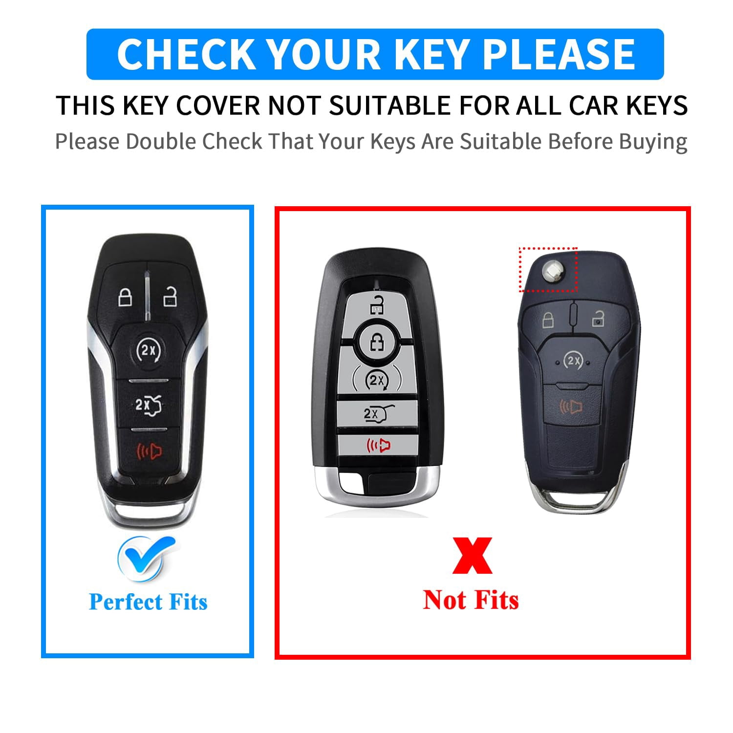For Ford Key Fob Cover with Keychain, Shell Compatible with Ford Explorer F150 Lincoln MKC MKX MKZ Fusion Mustang Edge Remote Key Vehicle Accessories