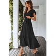 thumbnail image 4 of Vestido PRETTYGARDEN Maxi Negro con Volantes y Escote Cruzado XL, 4 of 7